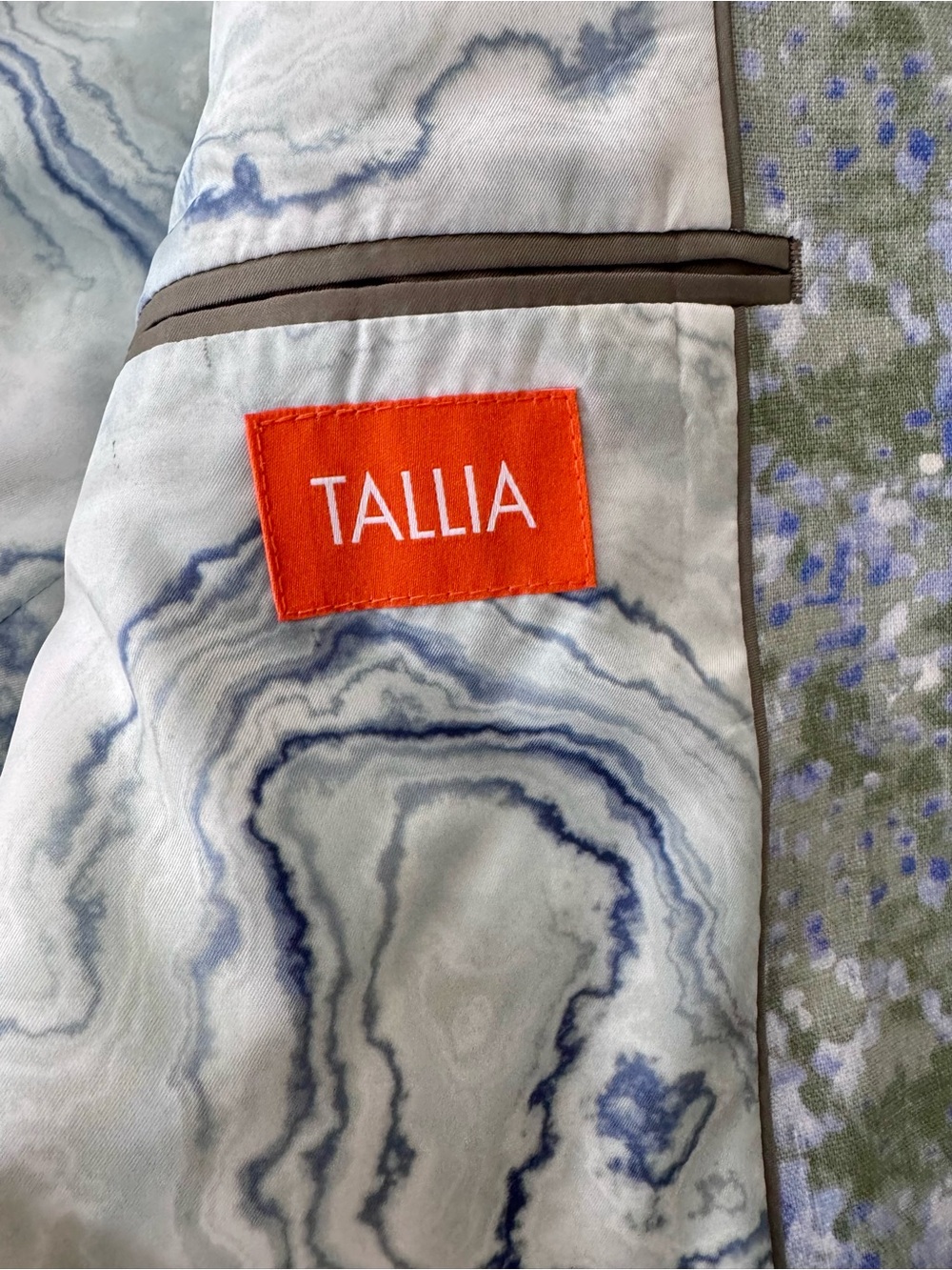 TALLIA Men’s Linen Light Green and Blue Floral-Print Men's Blazer size 42R - Picture 8 of 9